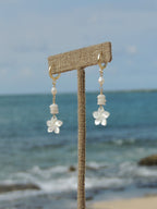 Puka Shell / Plumeria Charm Huggies