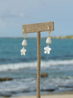 Cone Shell / Plumeria Charm Huggies