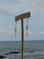 Cone Shell / Cross Charm Huggies