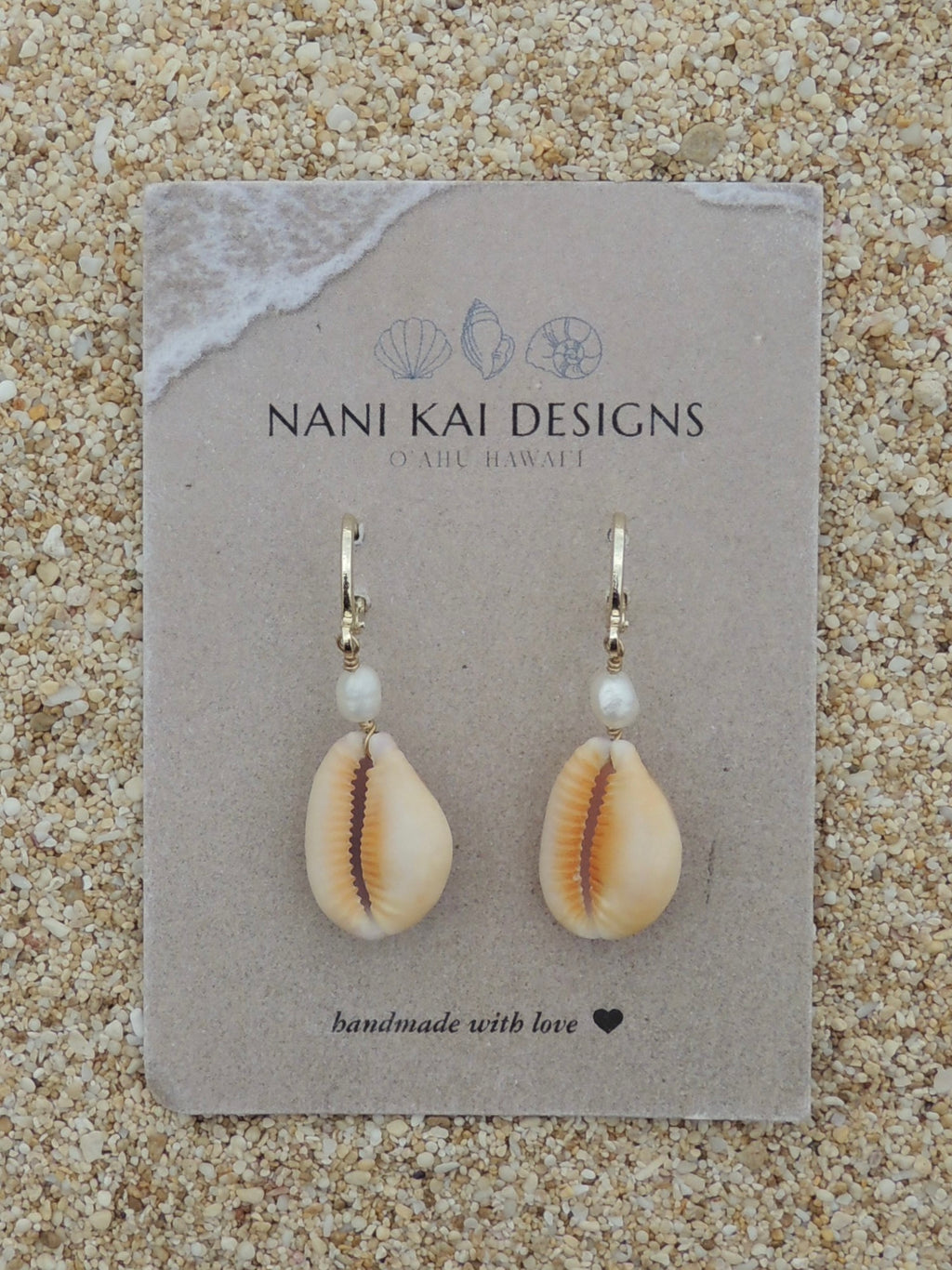 Honey Cowrie Shell Huggies