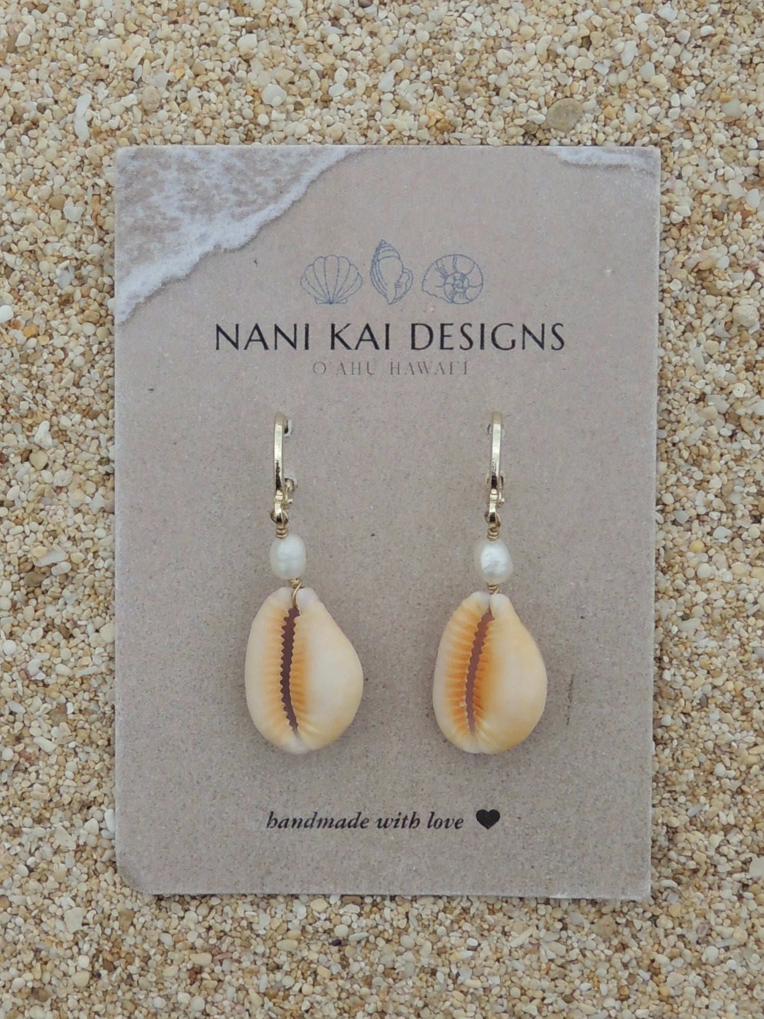 Honey Cowrie Shell Huggies