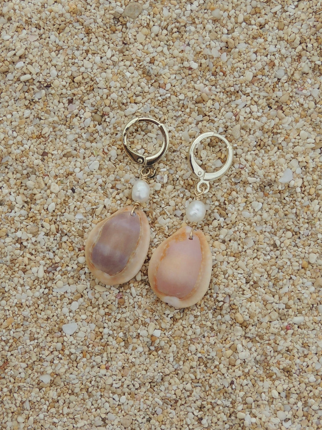 Honey Cowrie Shell Huggies