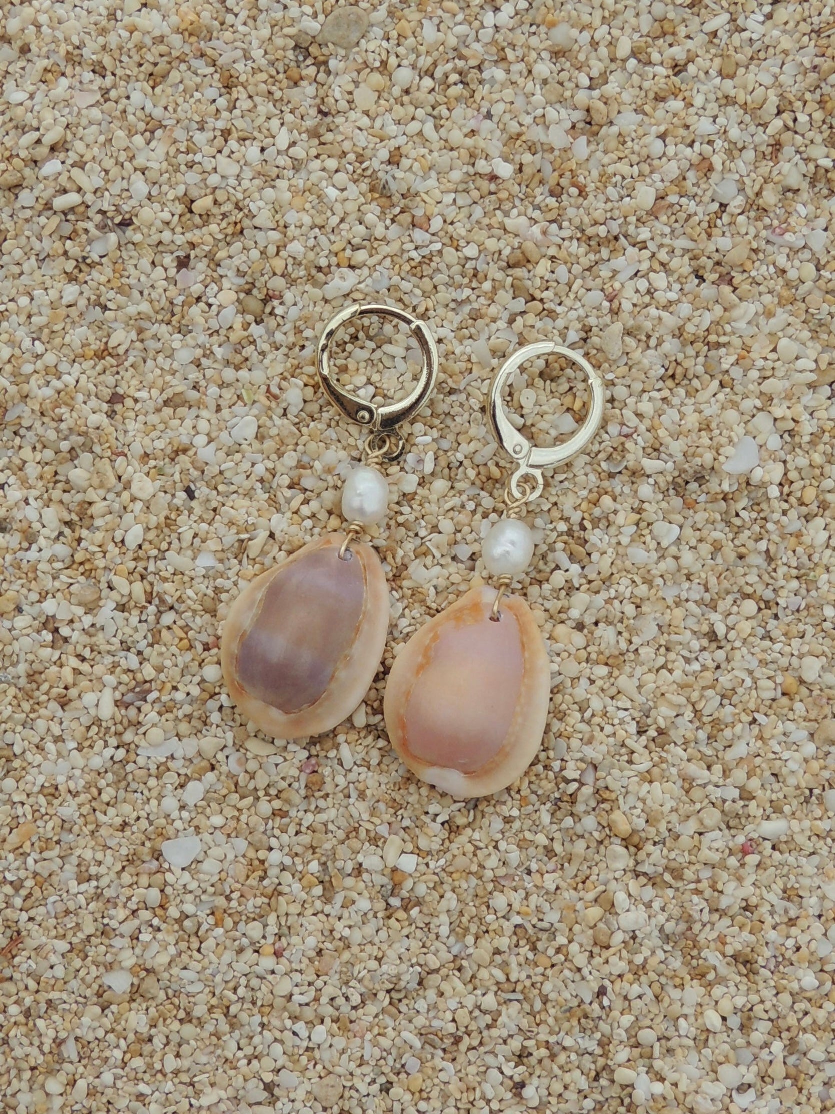 Honey Cowrie Shell Huggies