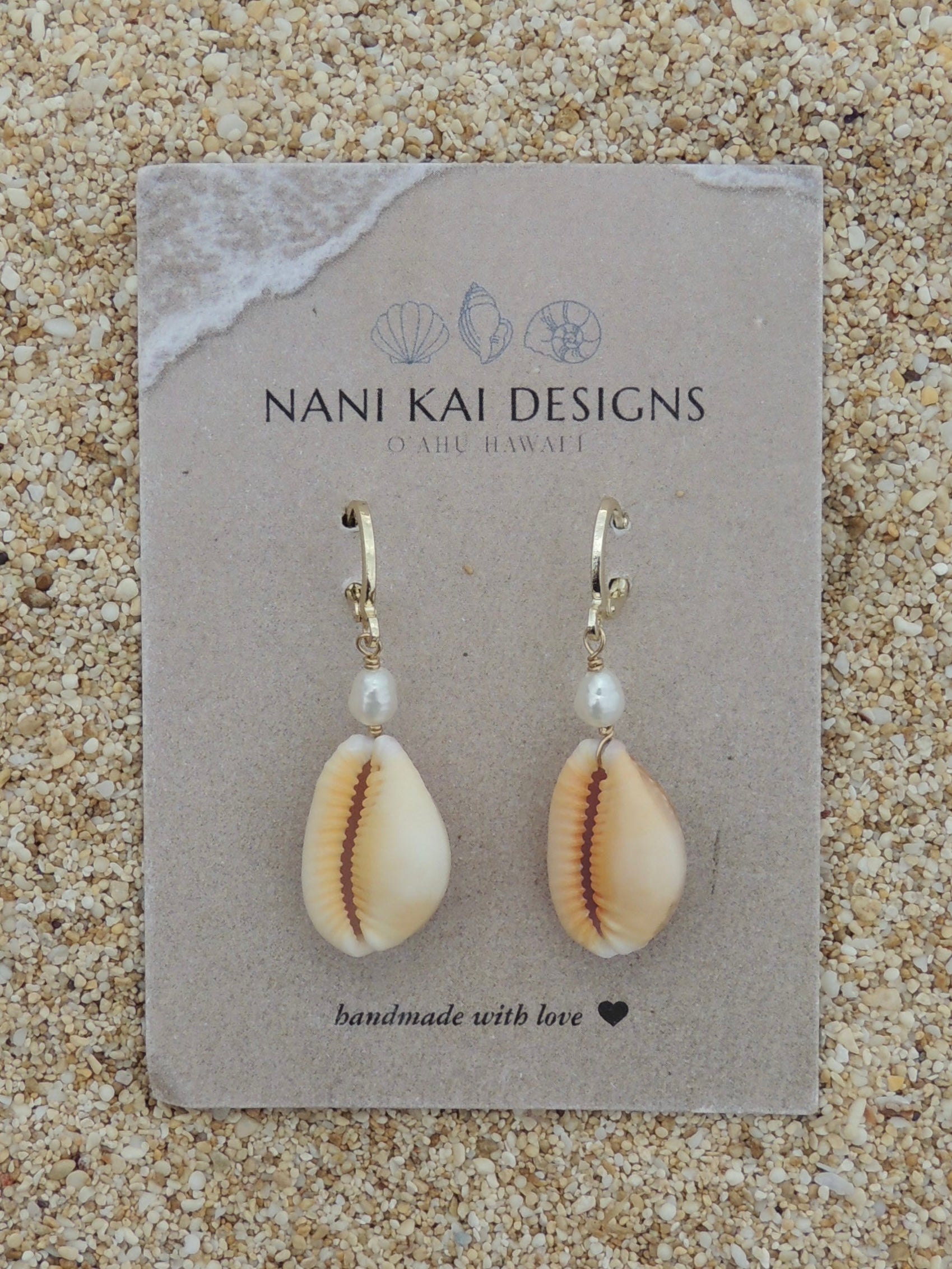Honey Cowrie Shell Huggies