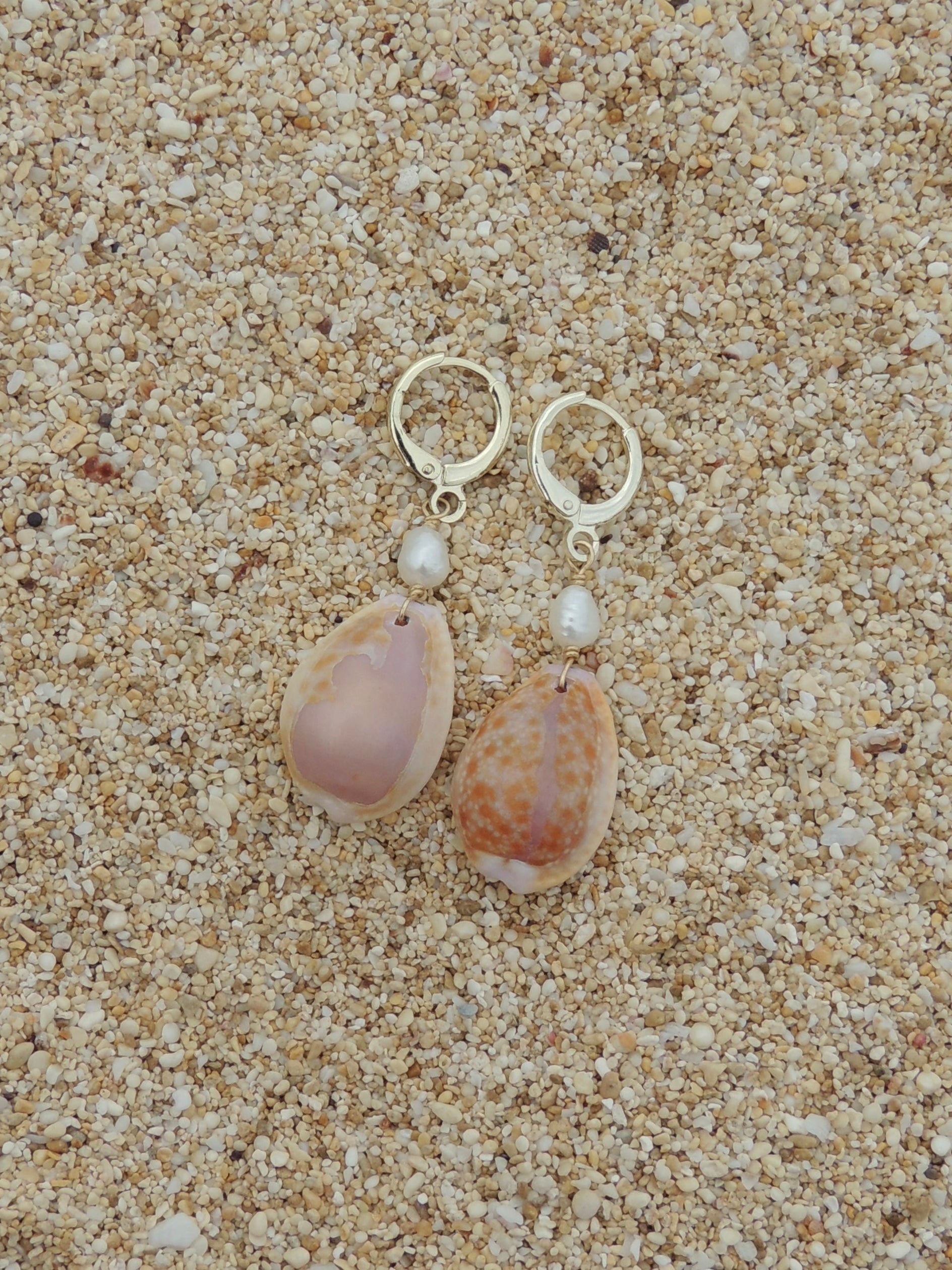 Honey Cowrie Shell Huggies