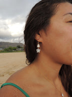 Cone Shell / Plumeria Charm Huggies