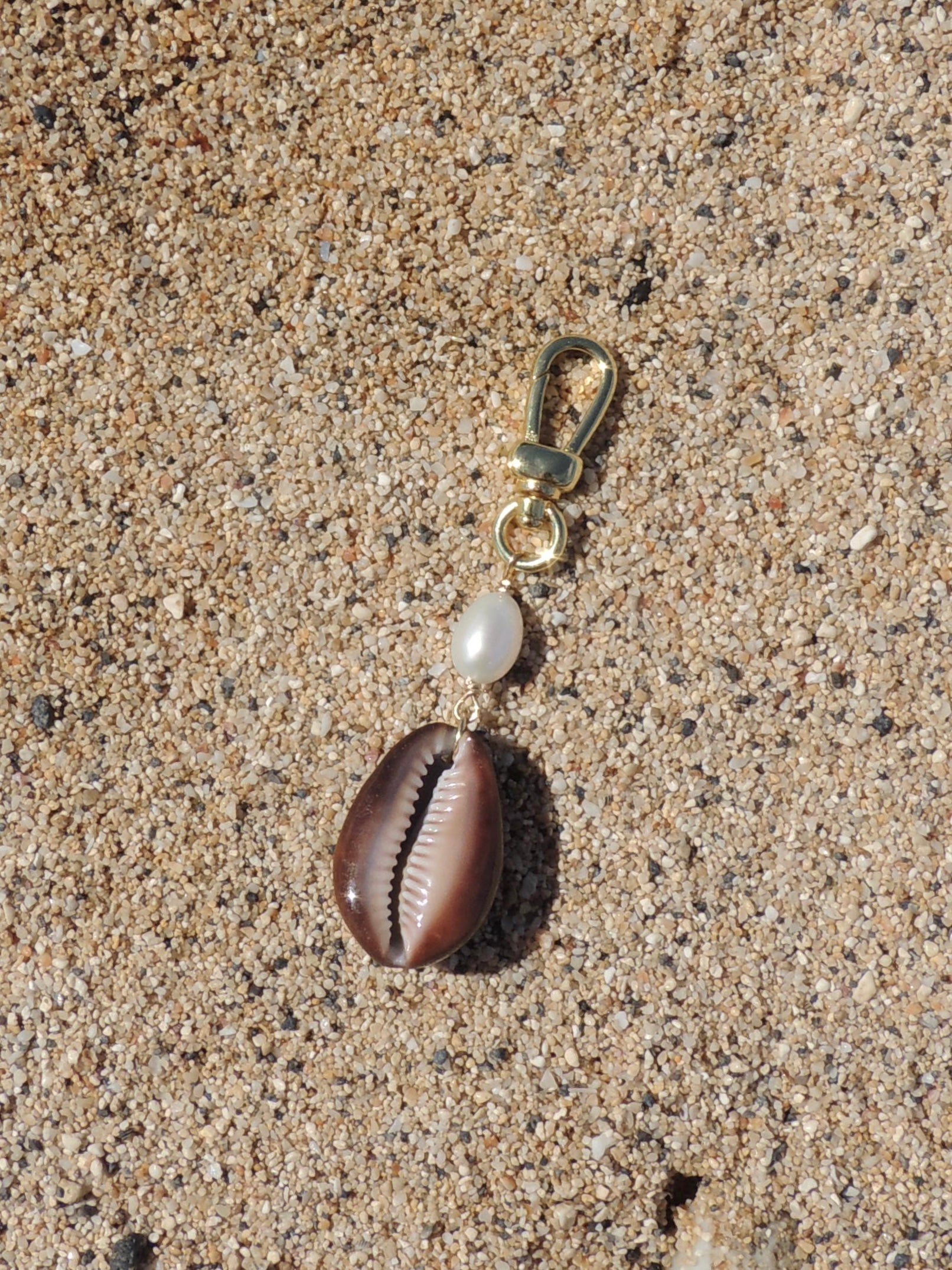 Brown Cowrie Shell Keychain