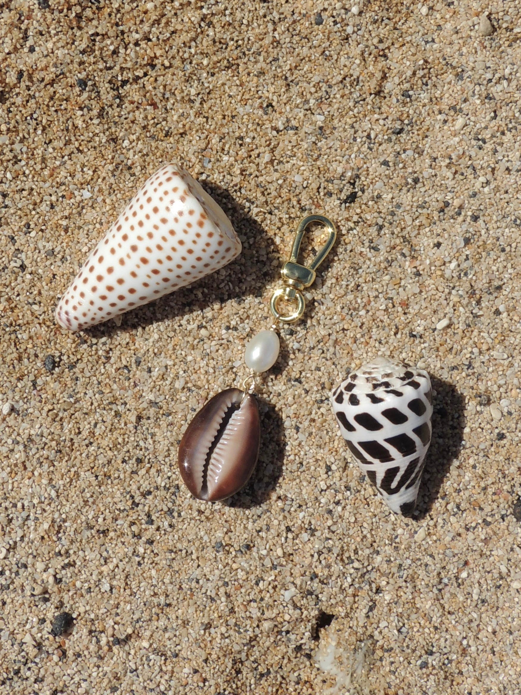 Brown Cowrie Shell Keychain