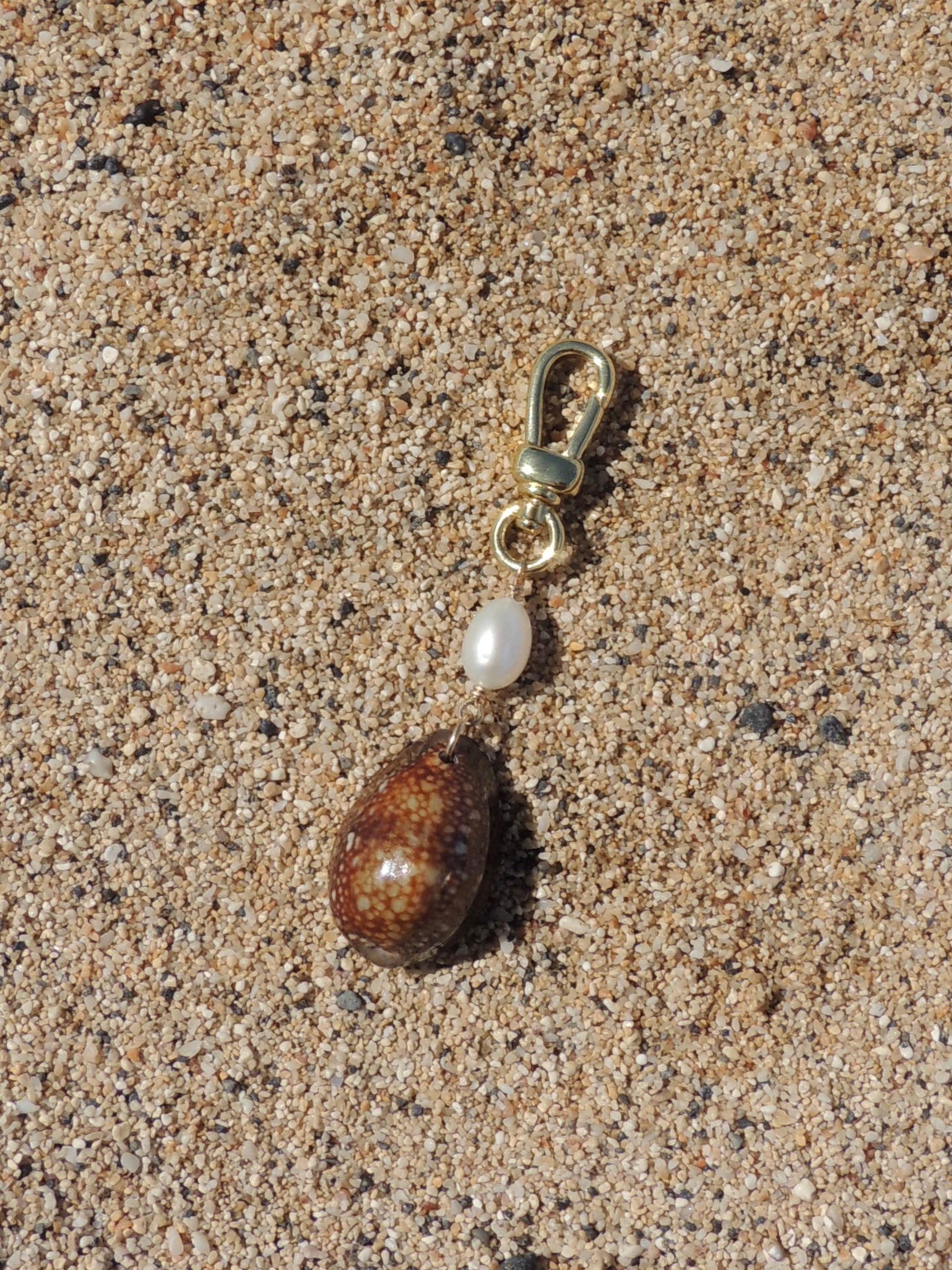 Brown Cowrie Shell Keychain