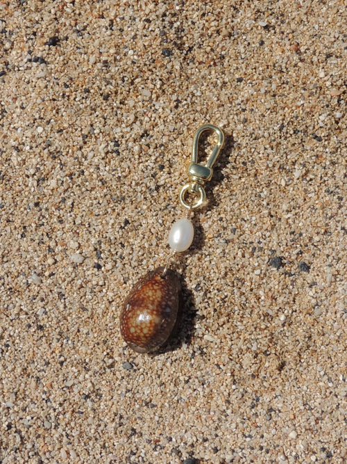 Brown Cowrie Shell Keychain