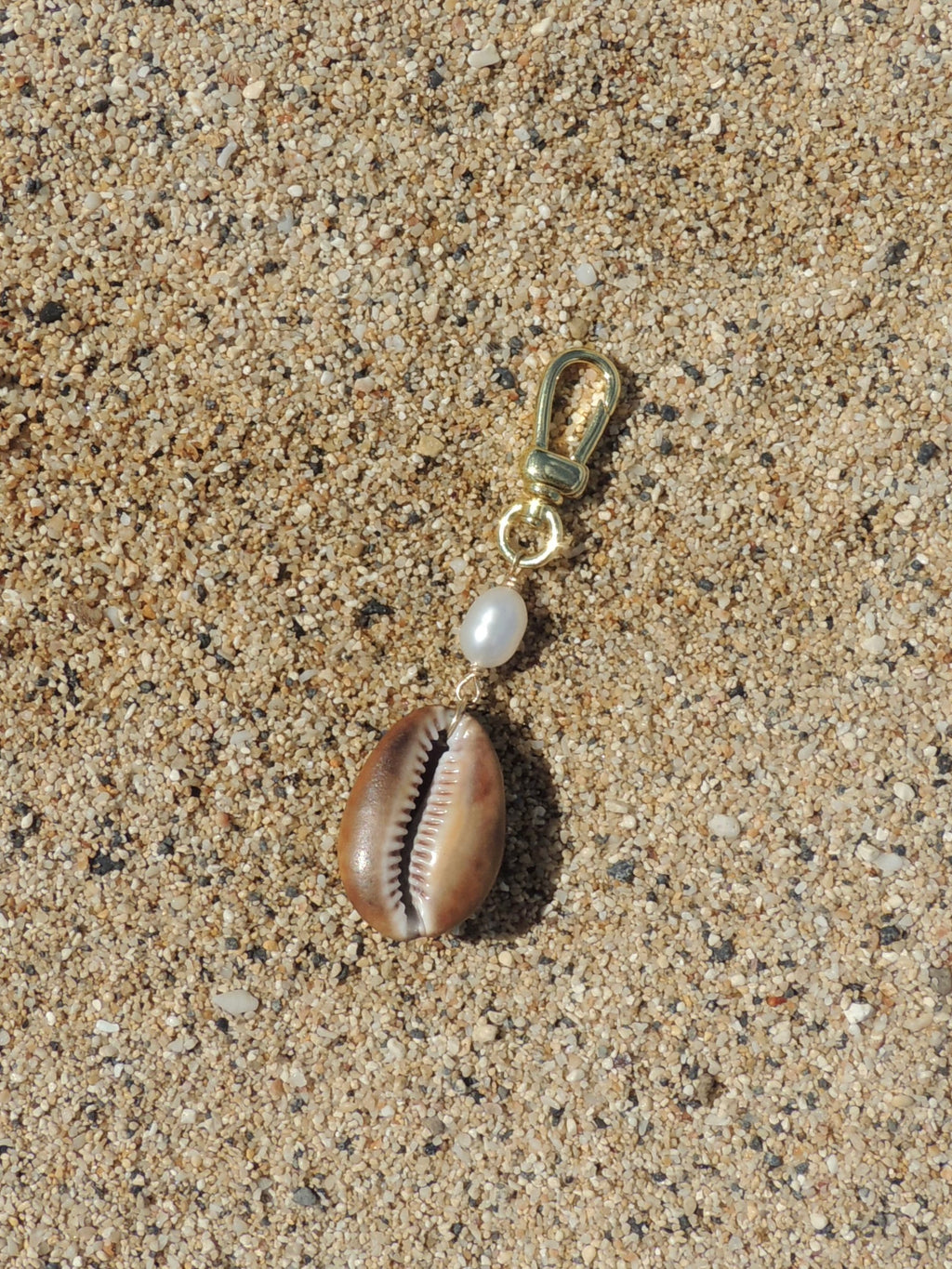 Brown Cowrie Shell Keychain