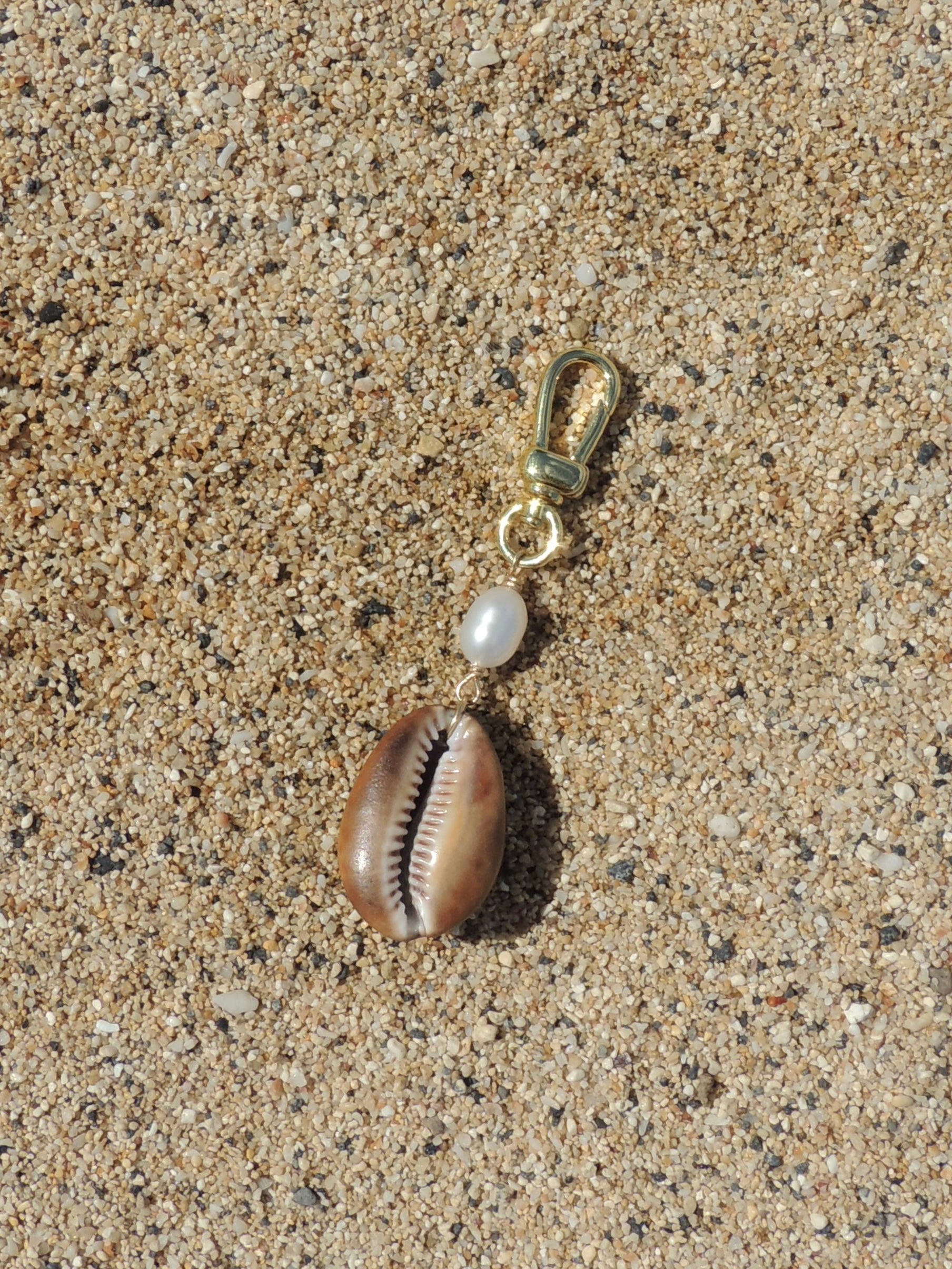 Brown Cowrie Shell Keychain