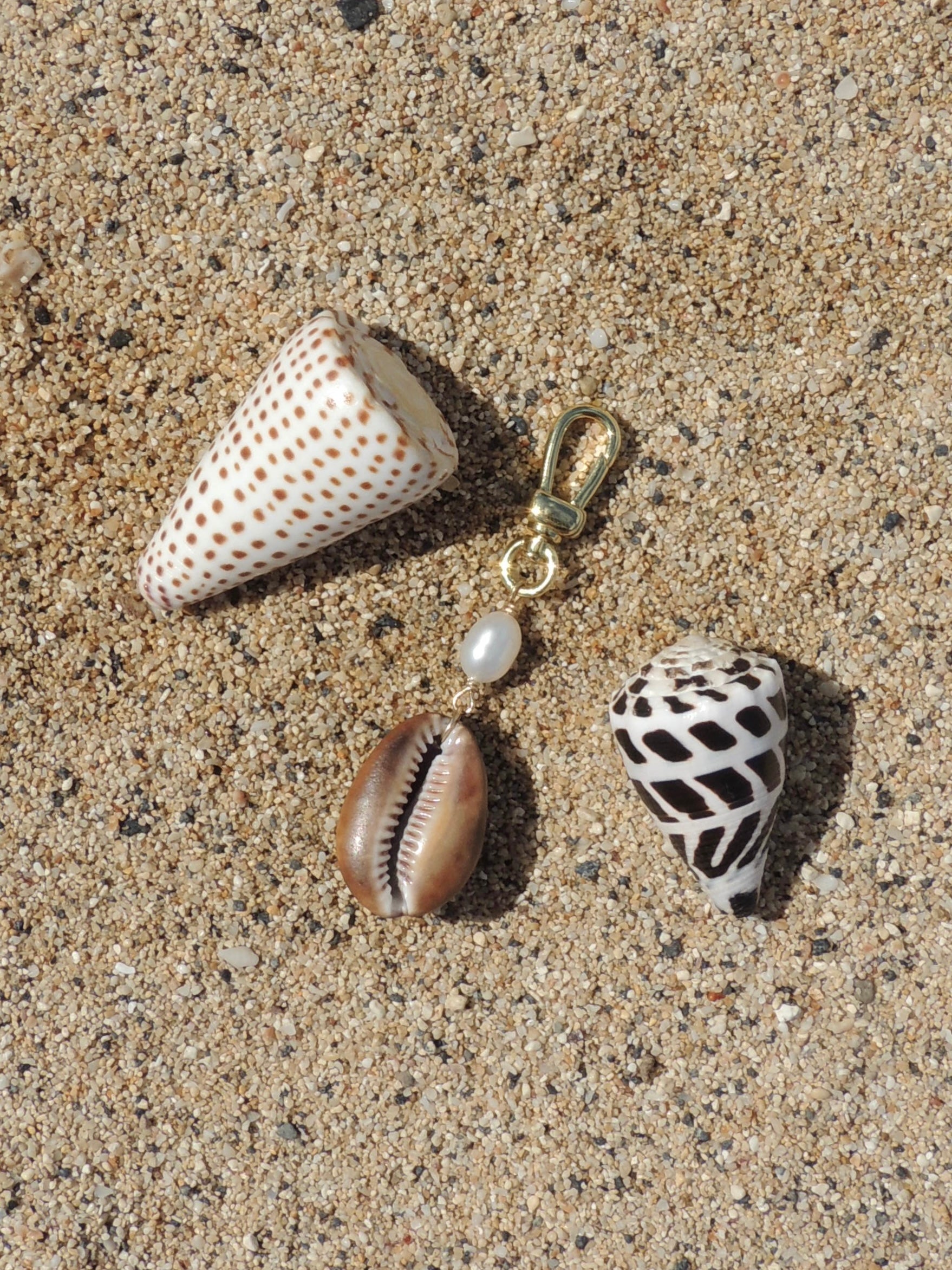 Brown Cowrie Shell Keychain