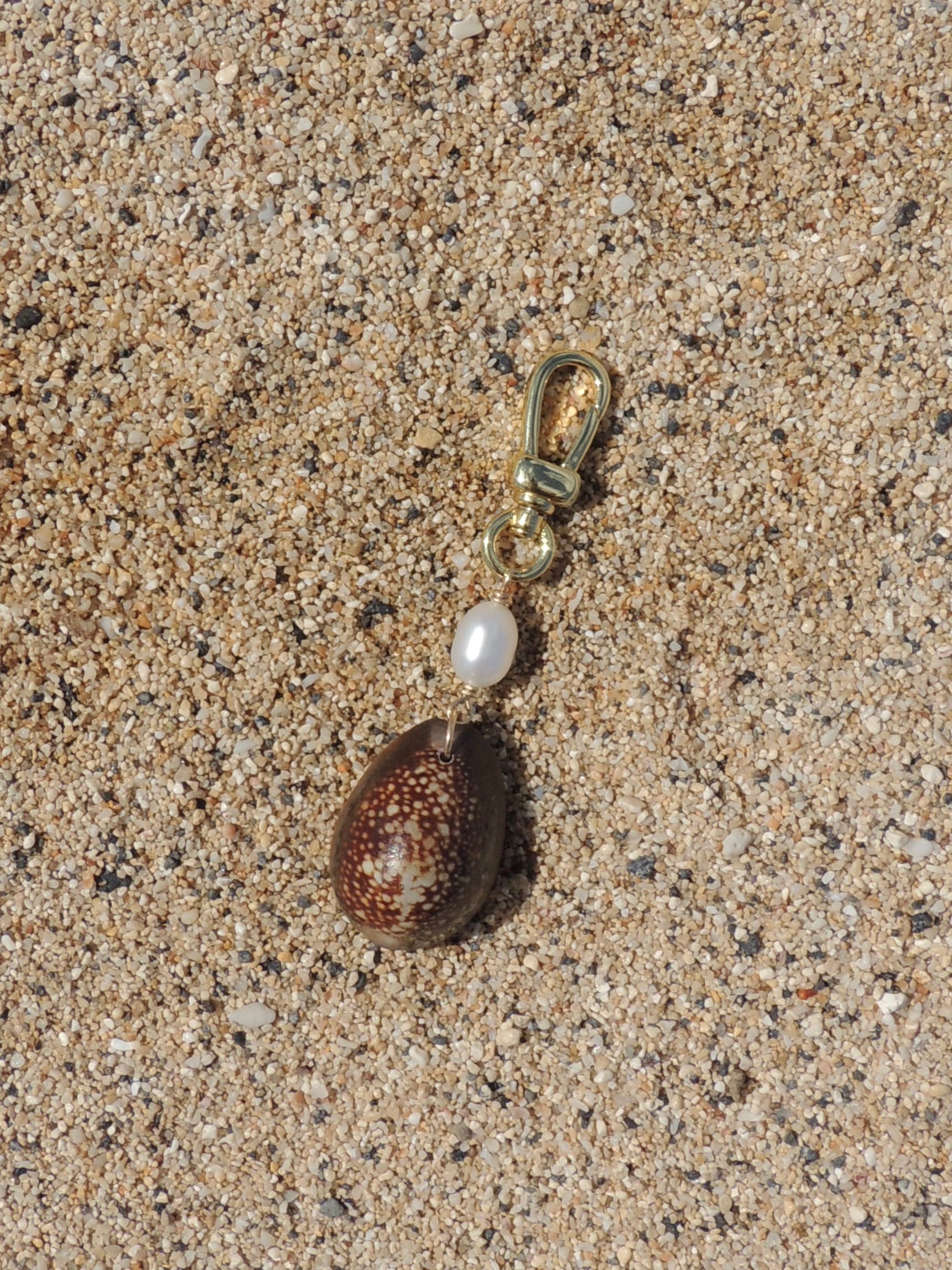 Brown Cowrie Shell Keychain