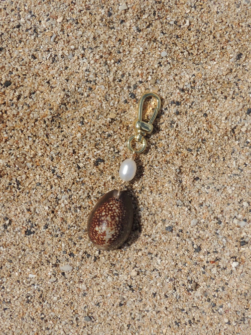 Brown Cowrie Shell Keychain