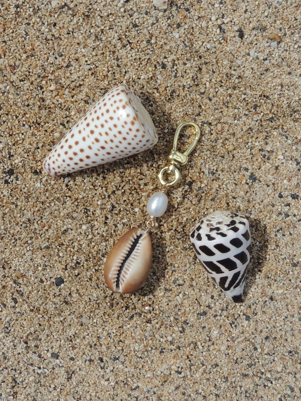 Brown Cowrie Shell Keychain