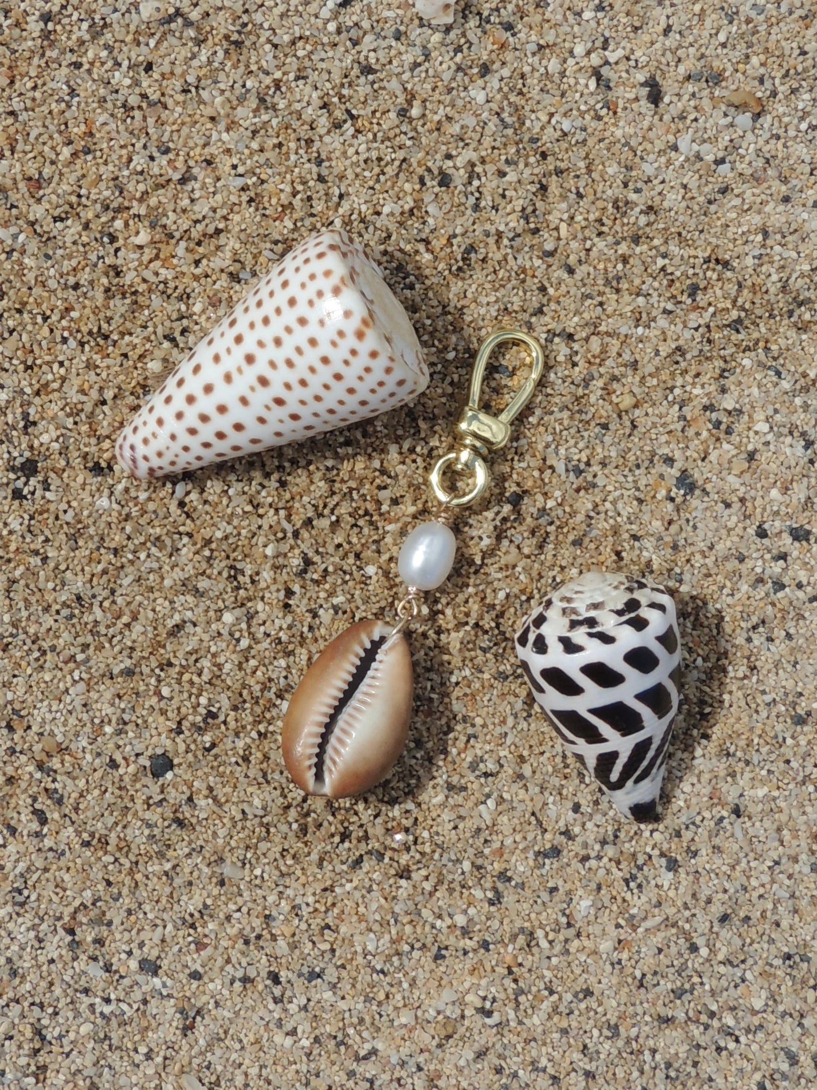 Brown Cowrie Shell Keychain