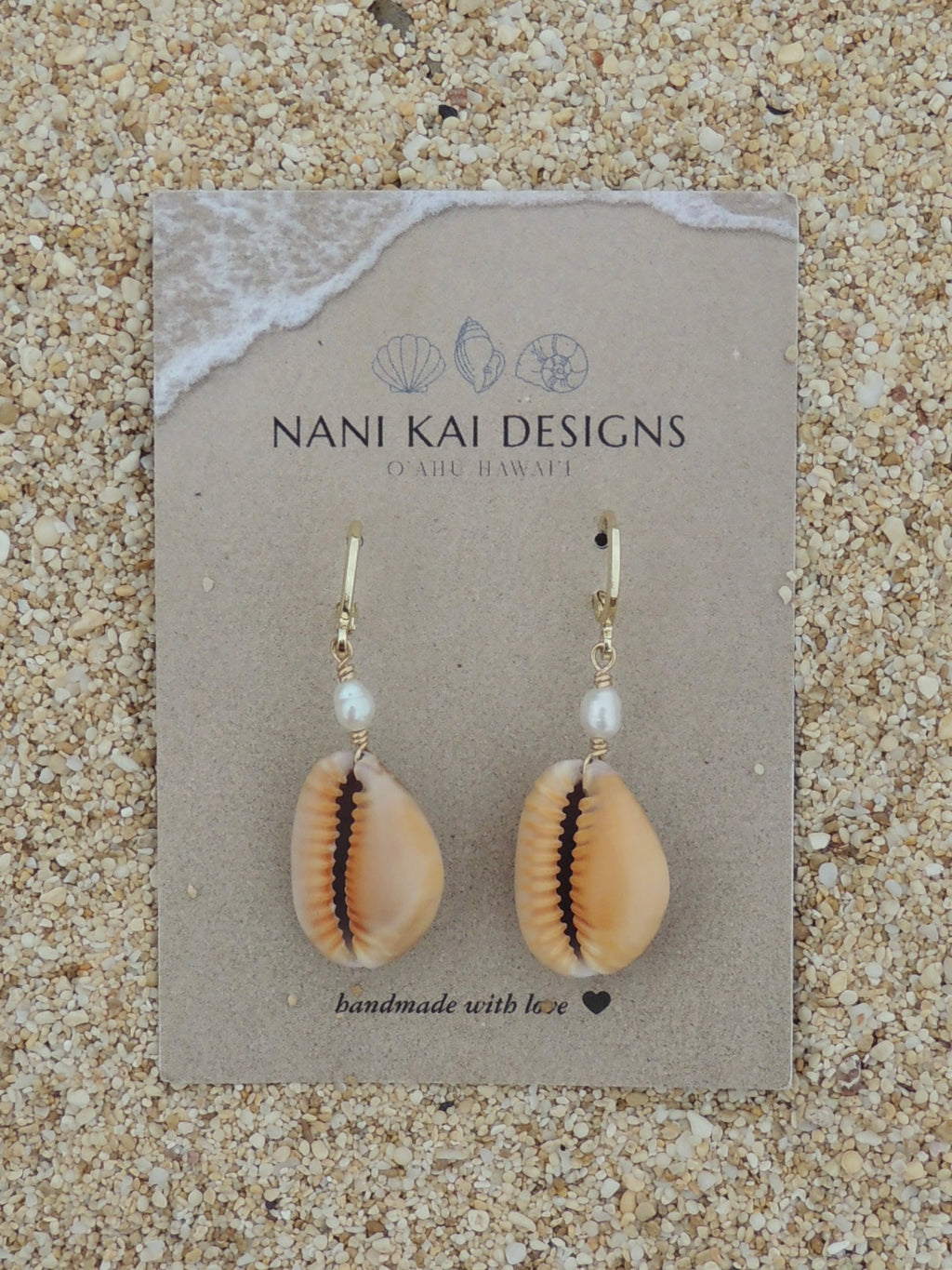Honey Cowrie Shell Huggies