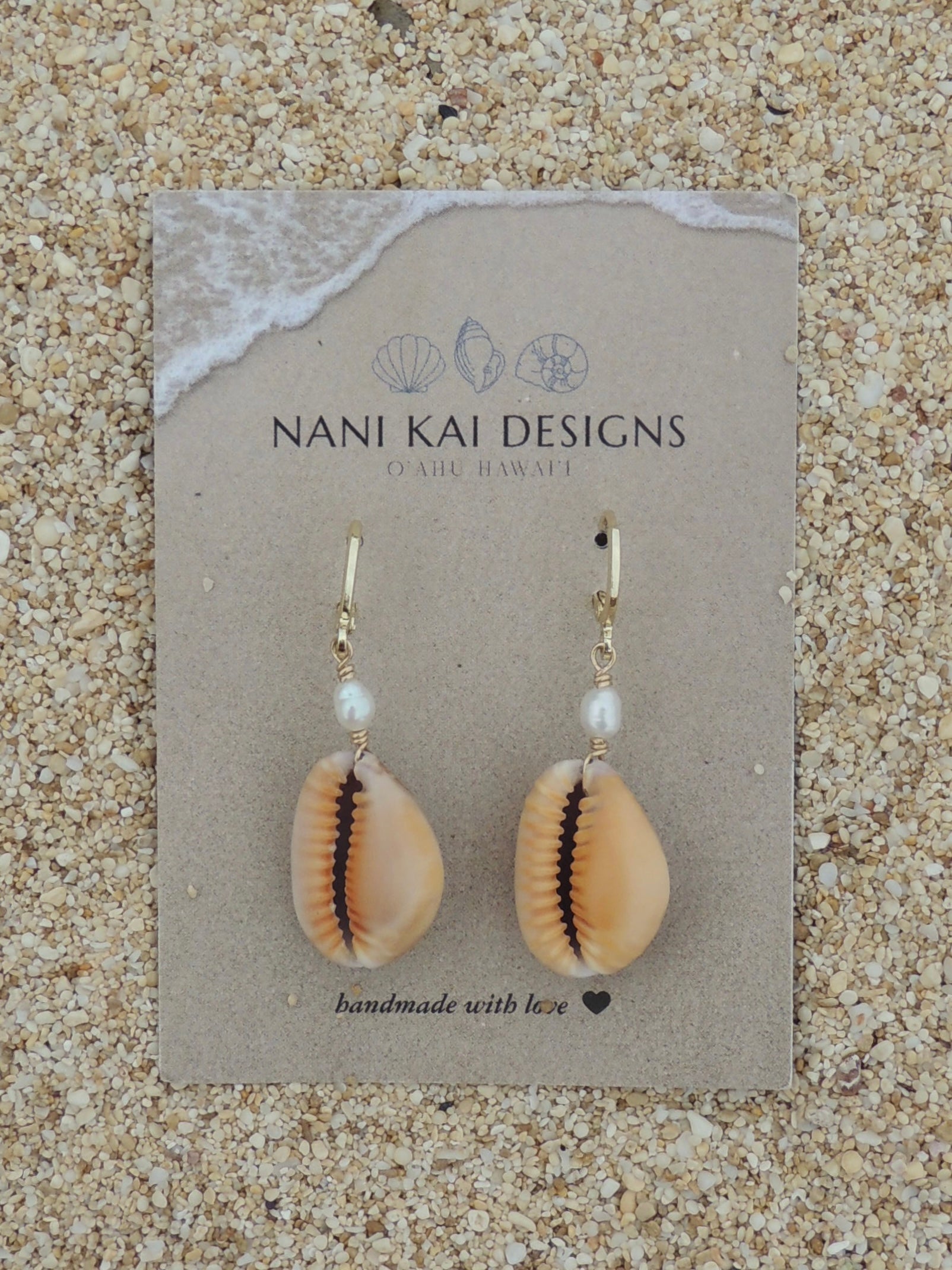 Honey Cowrie Shell Huggies