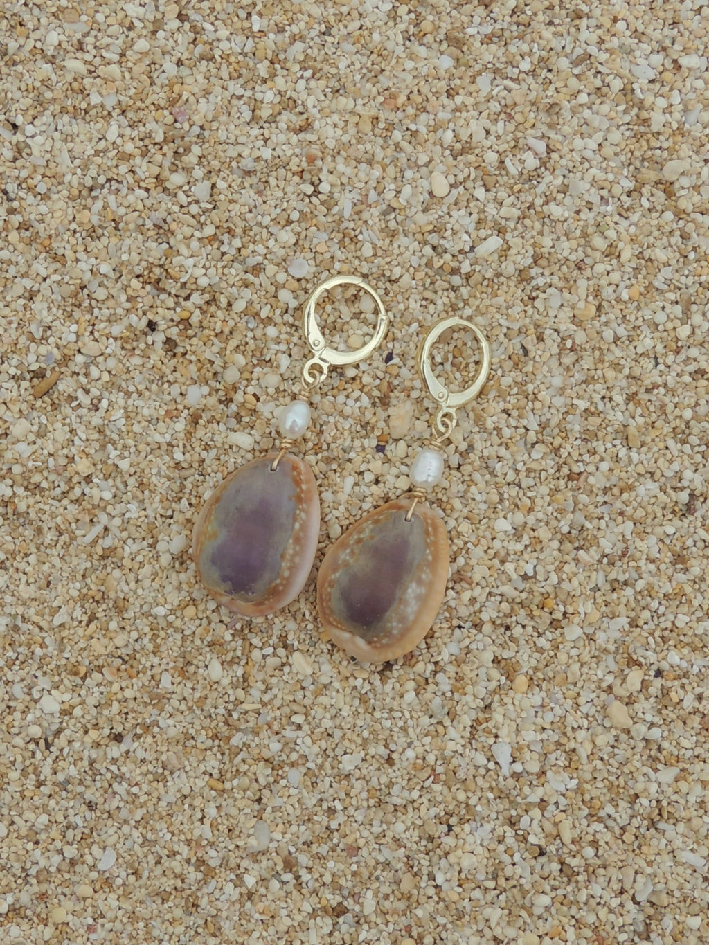 Honey Cowrie Shell Huggies