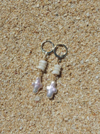 Puka Shell / Pearl Cross Huggies