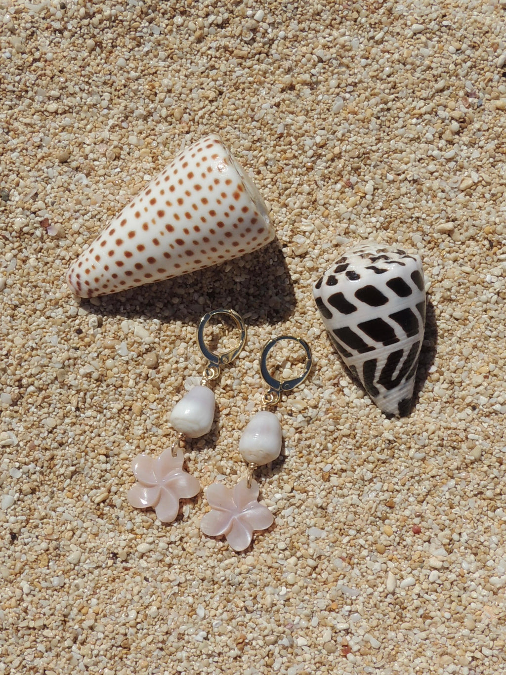 Cone Shell / Flower Charm Huggies