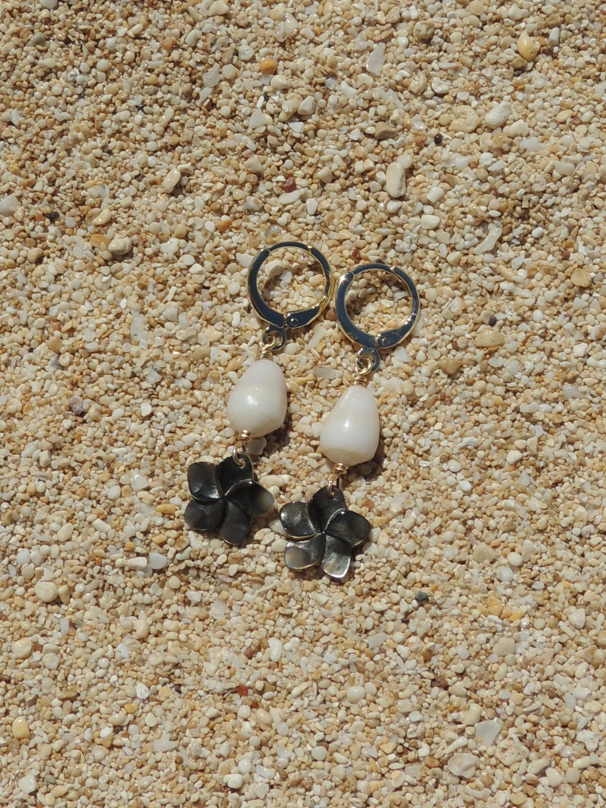 Cone Shell / Flower Charm Huggies