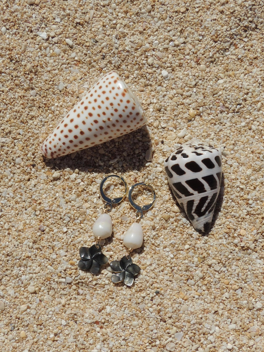 Cone Shell / Flower Charm Huggies
