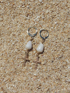 Cone Shell / Cross Charm Huggies