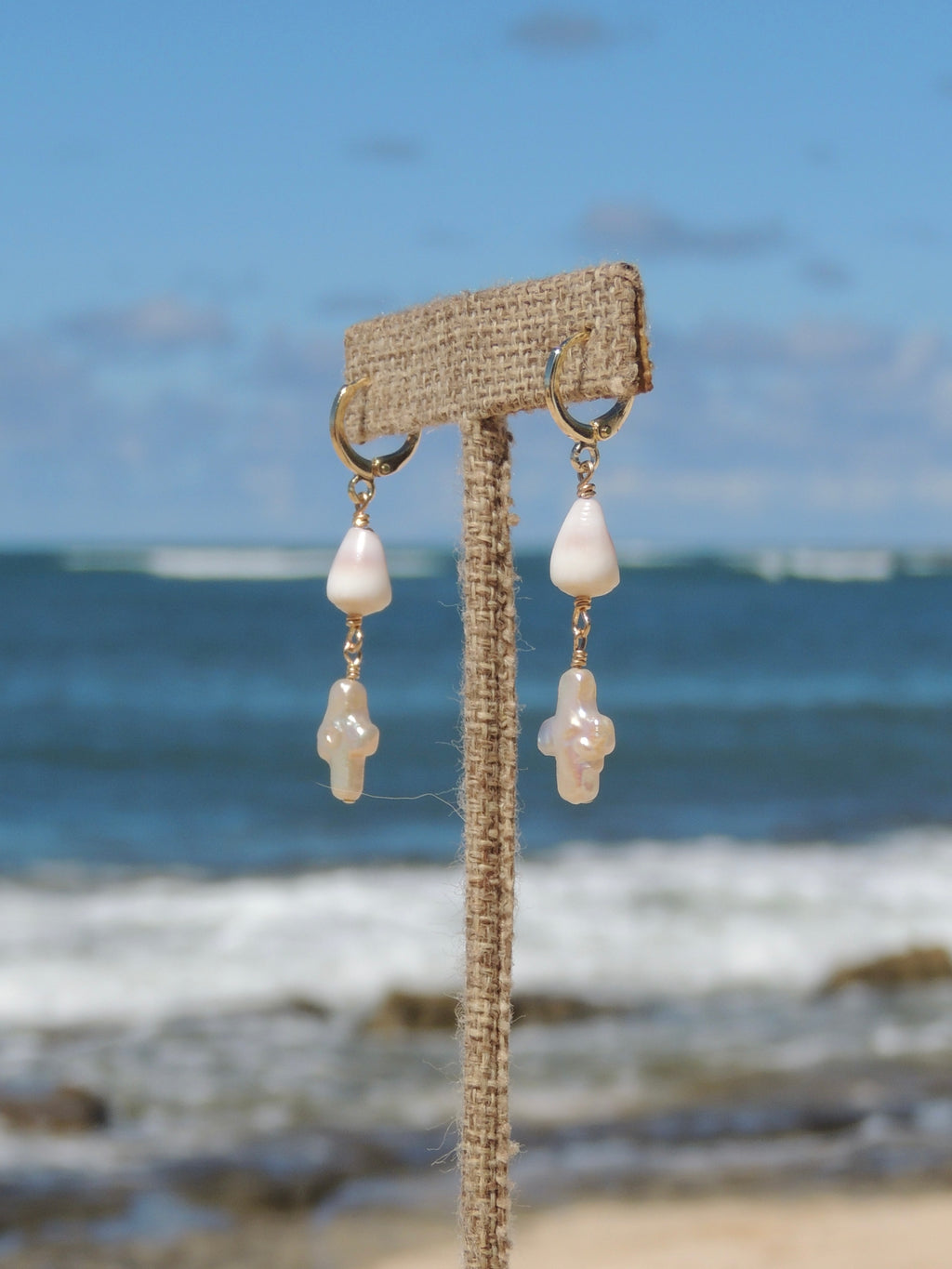 Cone Shell / Pearl Cross Huggies