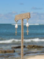 Cone Shell / Cross Charm Huggies