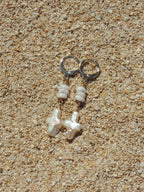 Puka Shell / Pearl Cross Huggies