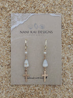 Cone Shell / Cross Charm Huggies