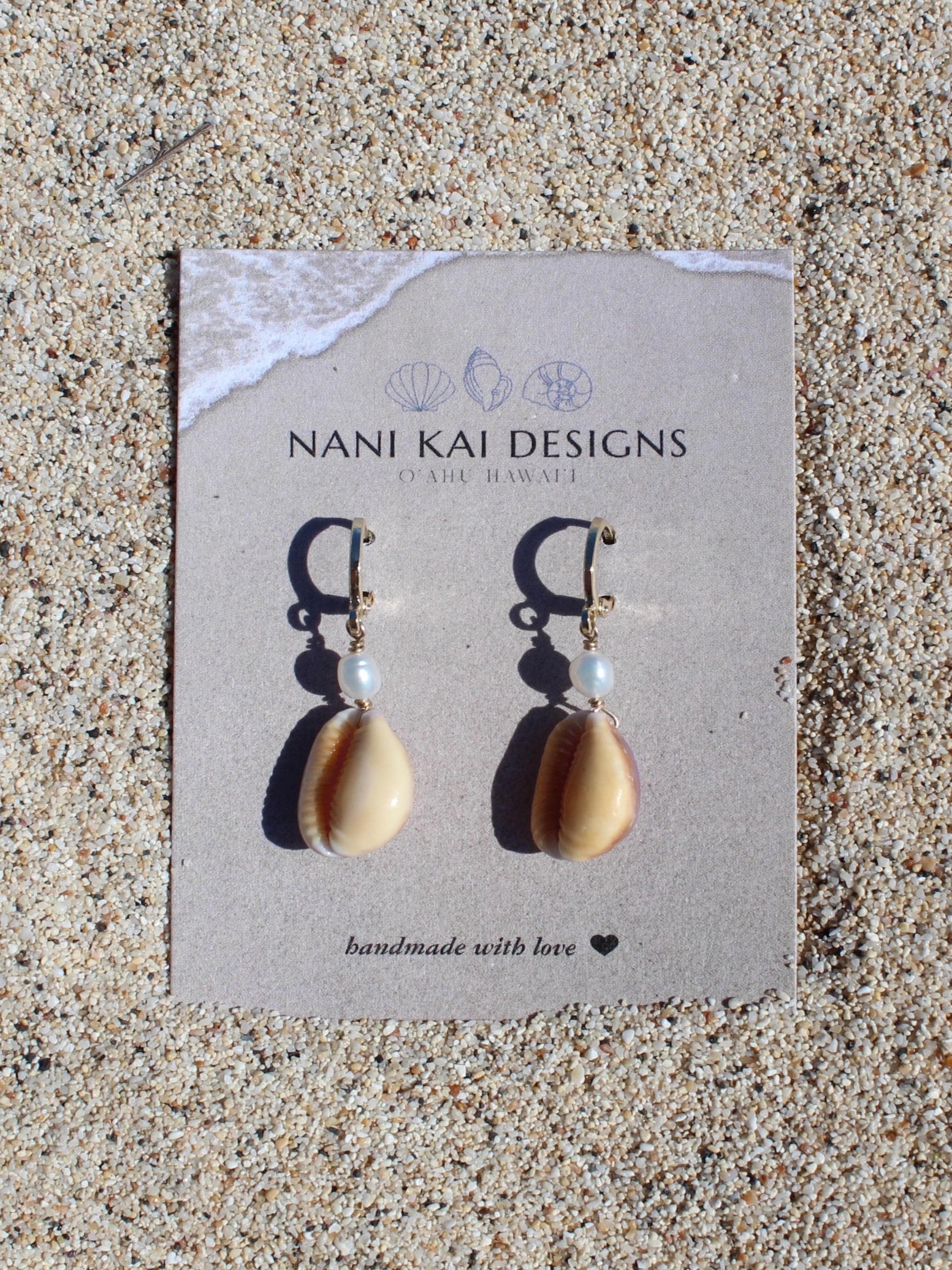 Honey Cowrie Shell Huggies
