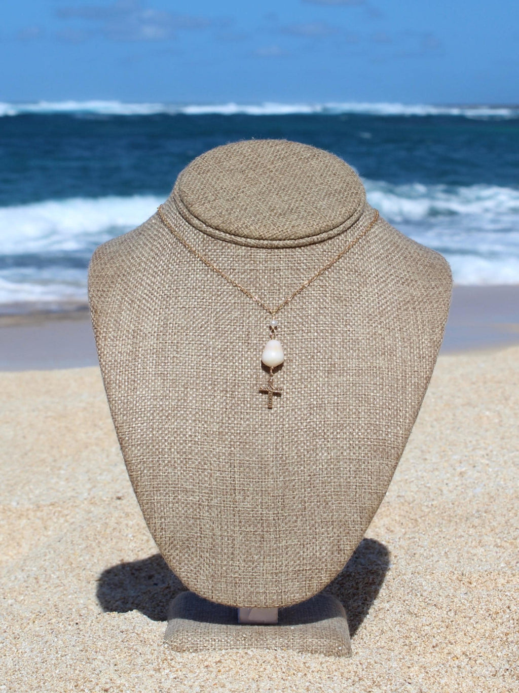 Cone Shell / Cross Charm Necklace