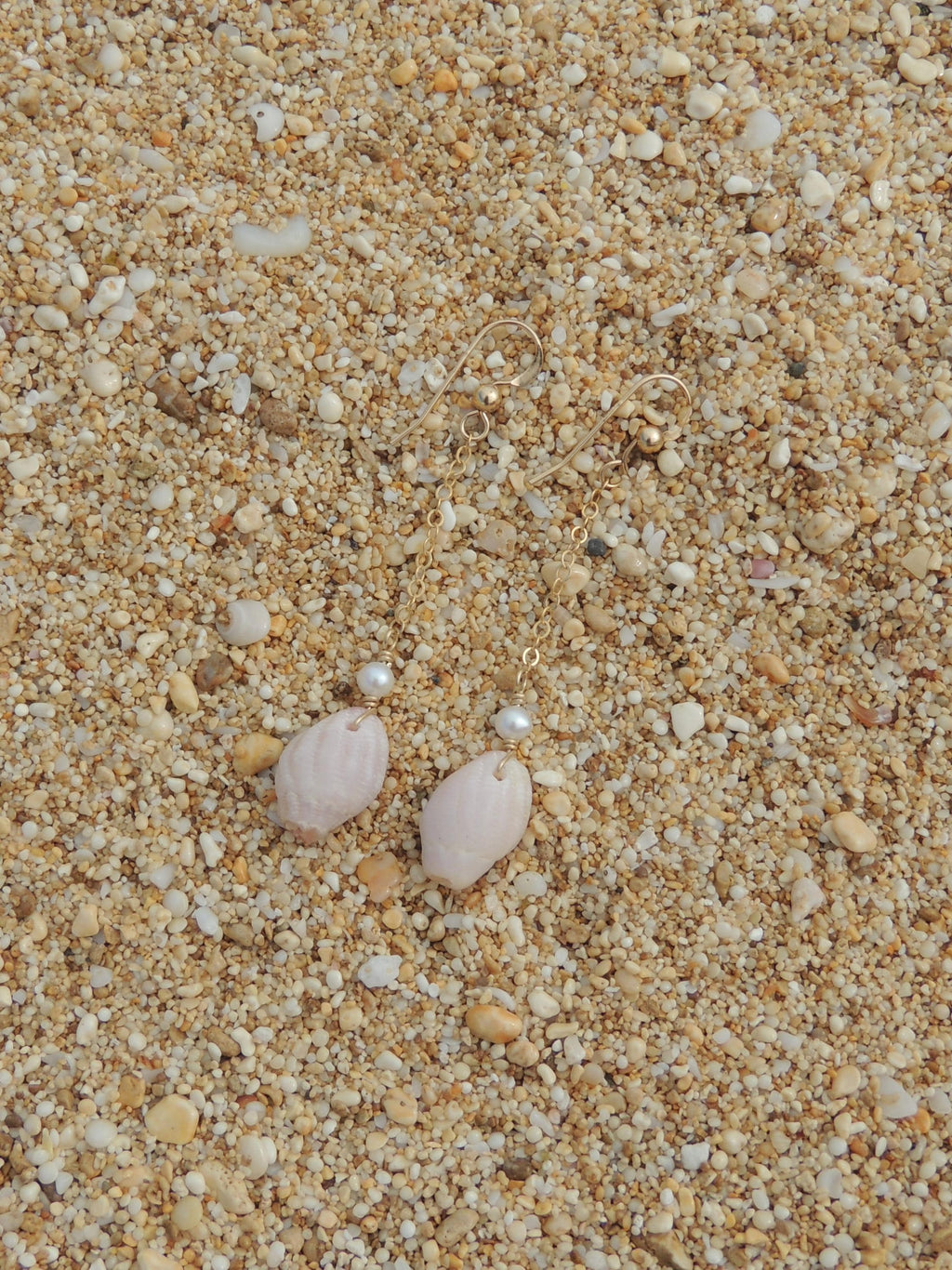 Pink Shell Chain Earrings