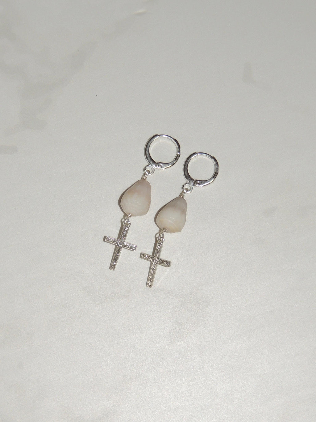 Cone Shell / Cross Charm Huggies