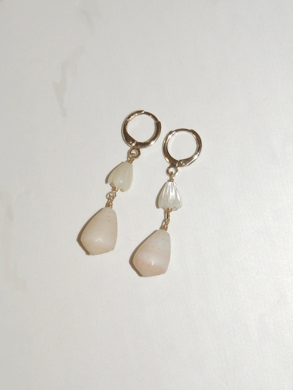 Cone Shell / Pikake Bead Huggies