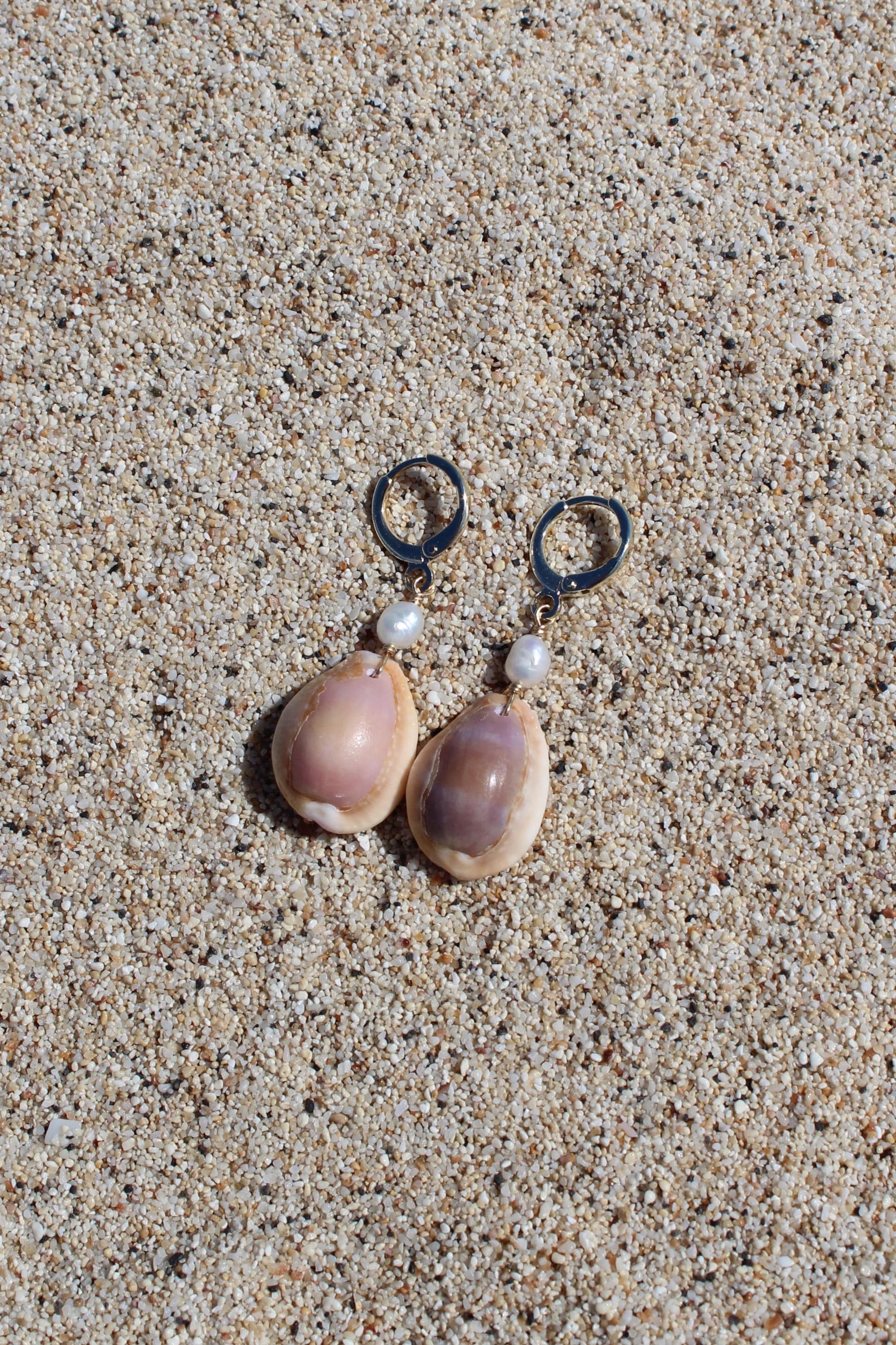 Honey Cowrie Shell Huggies