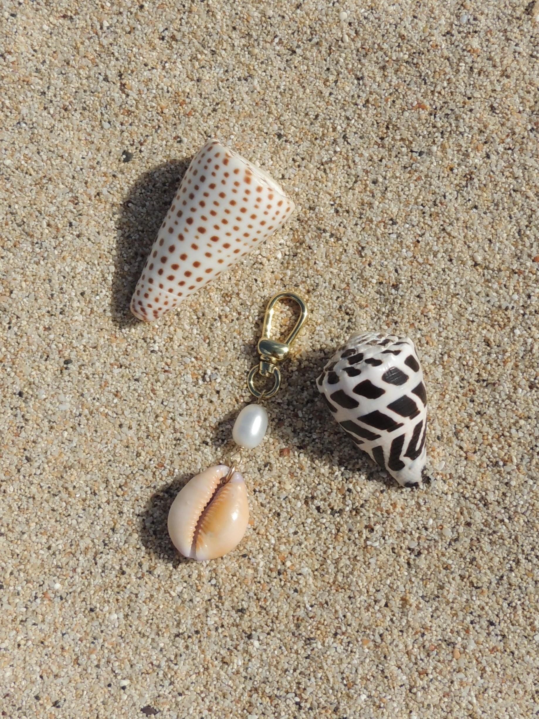 Honey Cowrie Shell Keychain