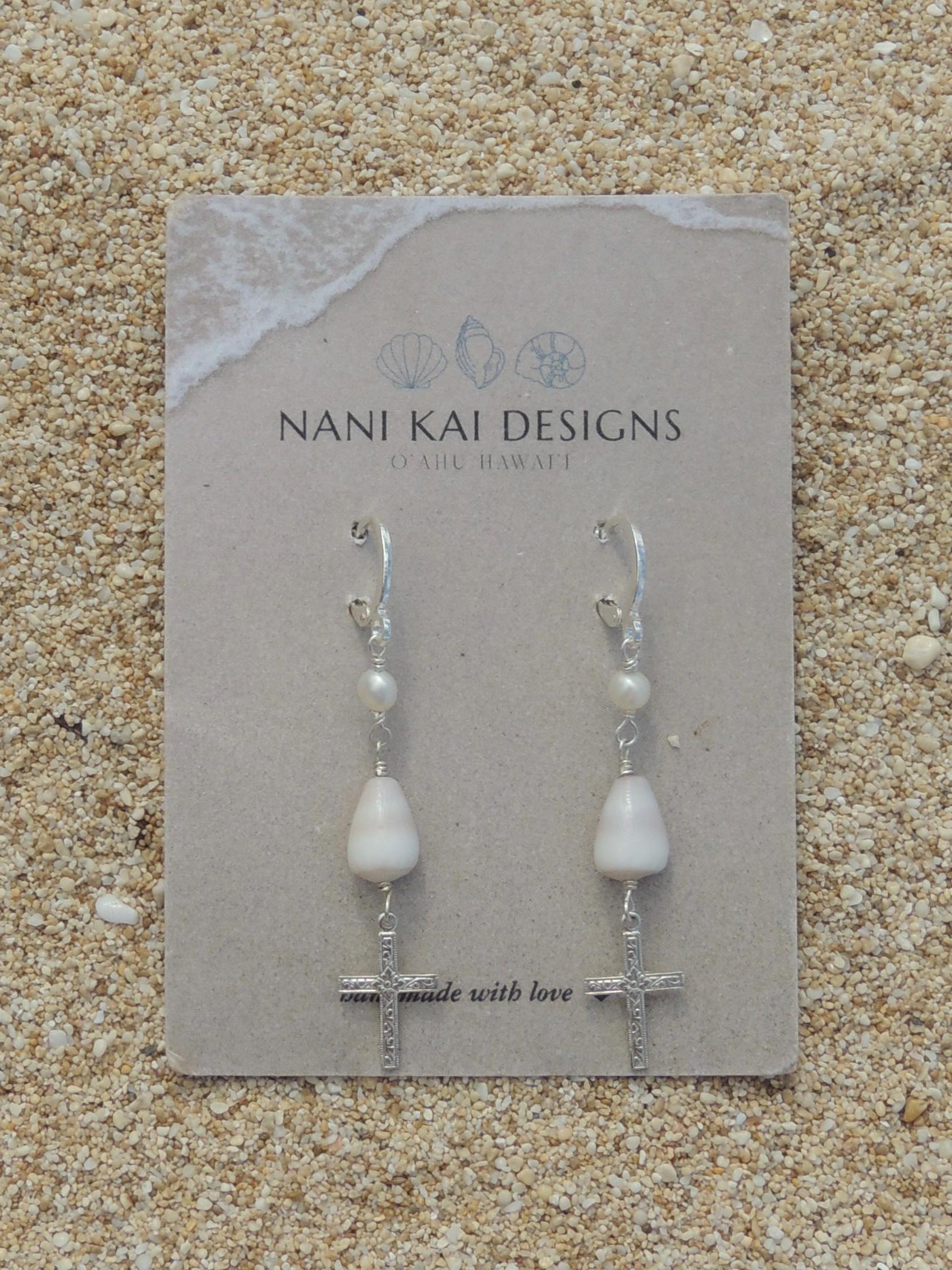 Cone Shell / Cross Charm Huggies