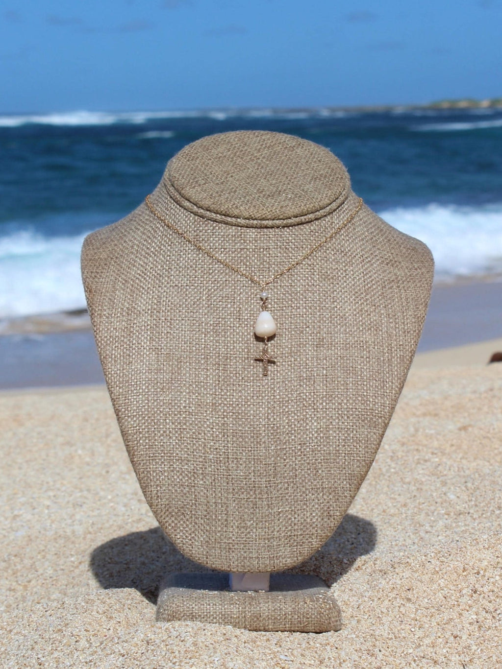 Cone Shell / Cross Charm Necklace