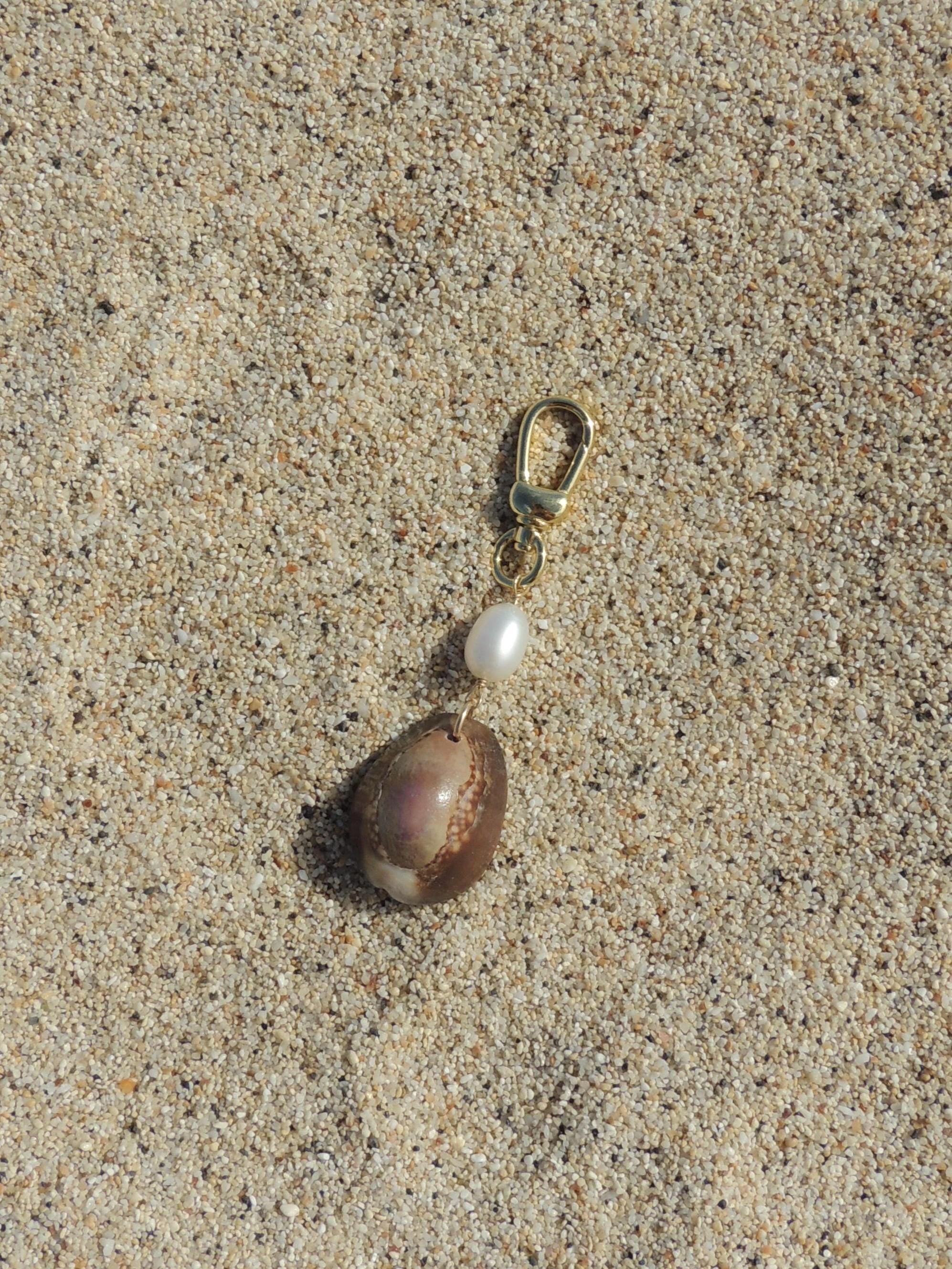 Brown Cowrie Shell Keychain