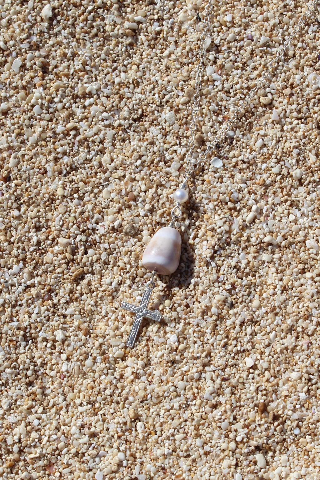 Cone Shell / Cross Charm Necklace