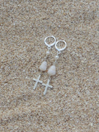 Cone Shell / Cross Charm Huggies