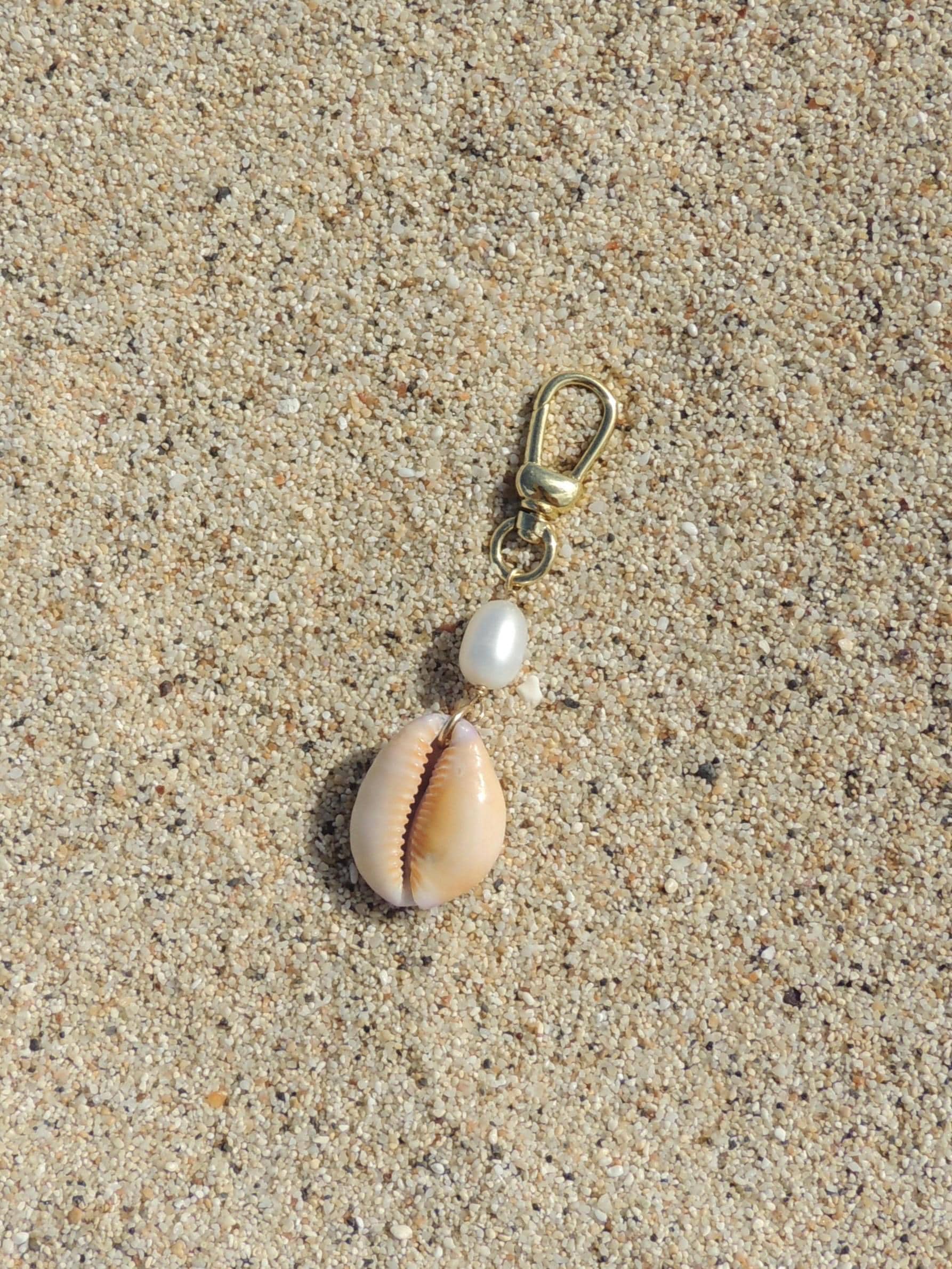Honey Cowrie Shell Keychain