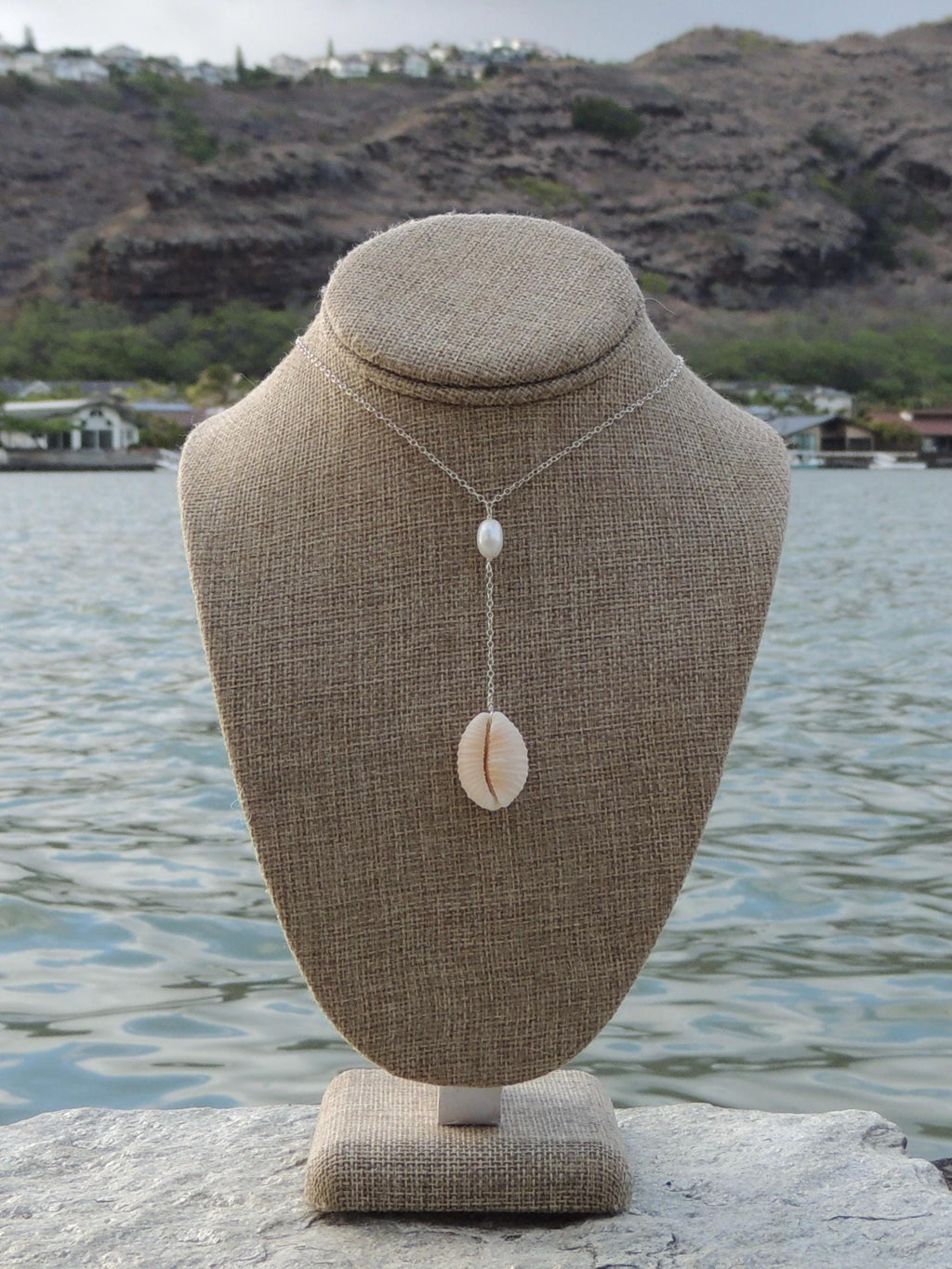 Granulated Cowrie Shell Lariat Necklace