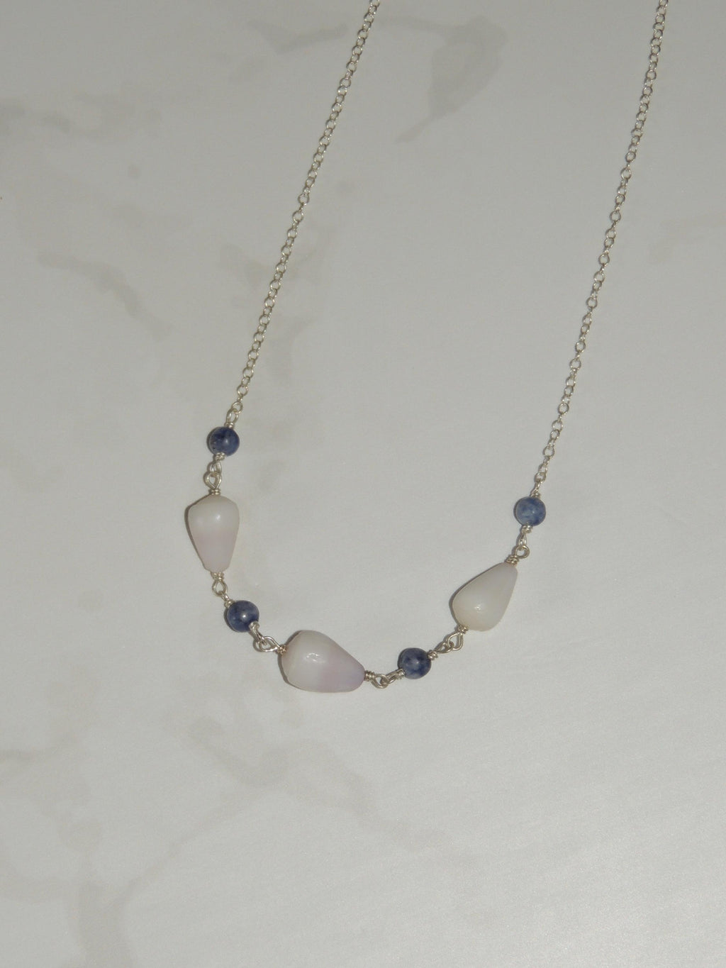 Cone Shell Choker / Blue Beads