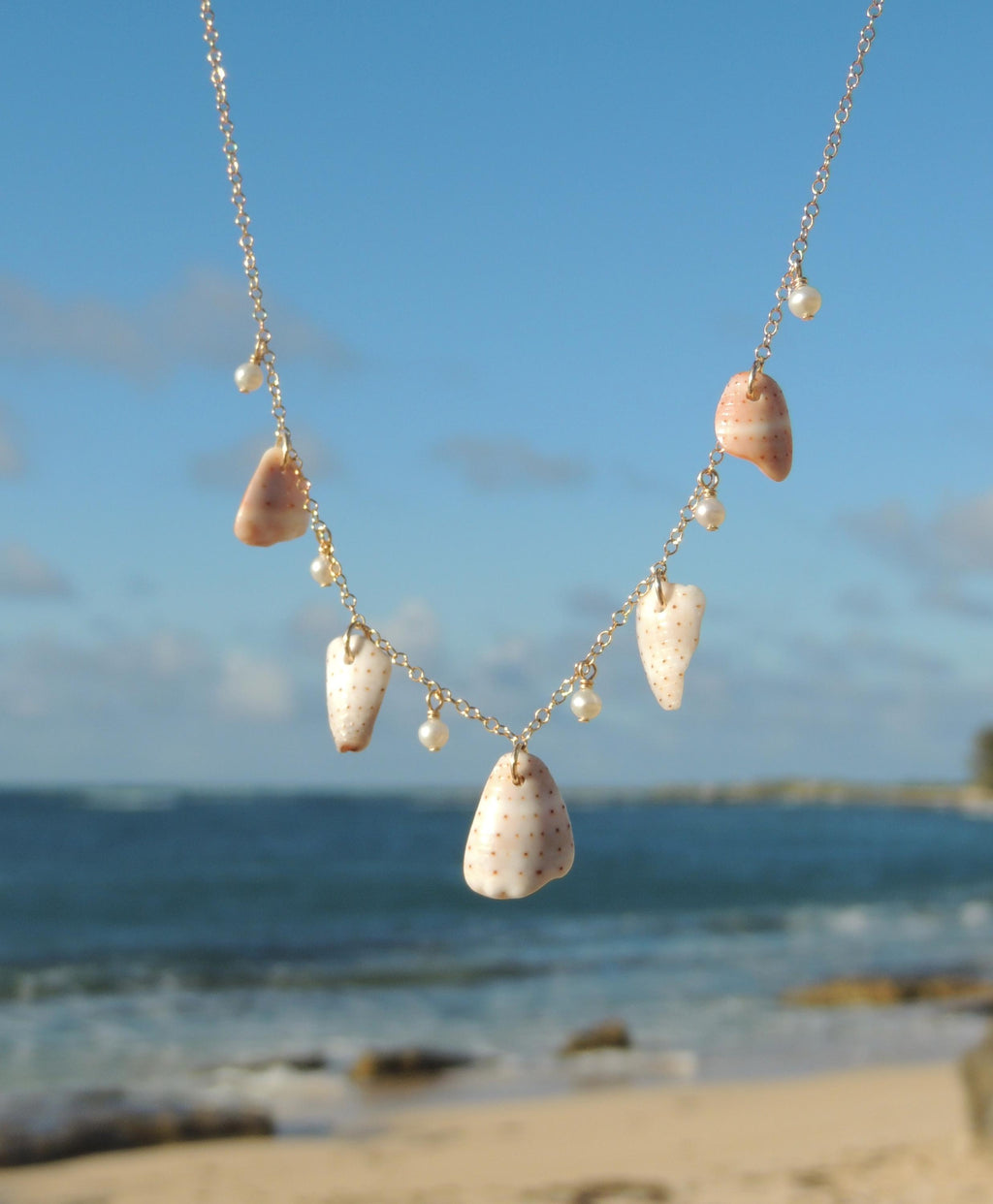 Abbreviated Cone Shell Piece Charm Necklace