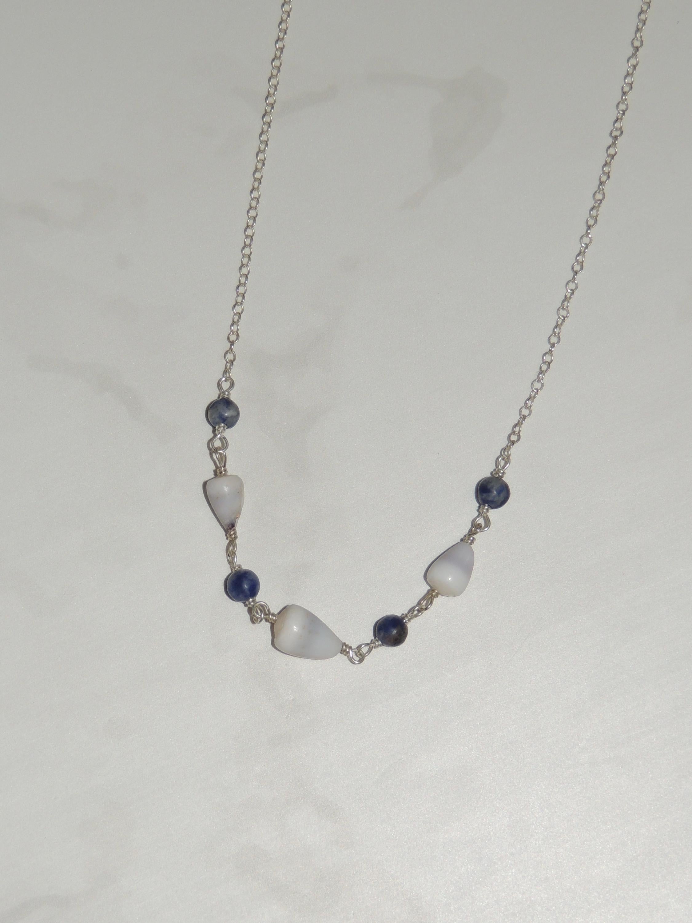Cone Shell Choker / Blue Beads